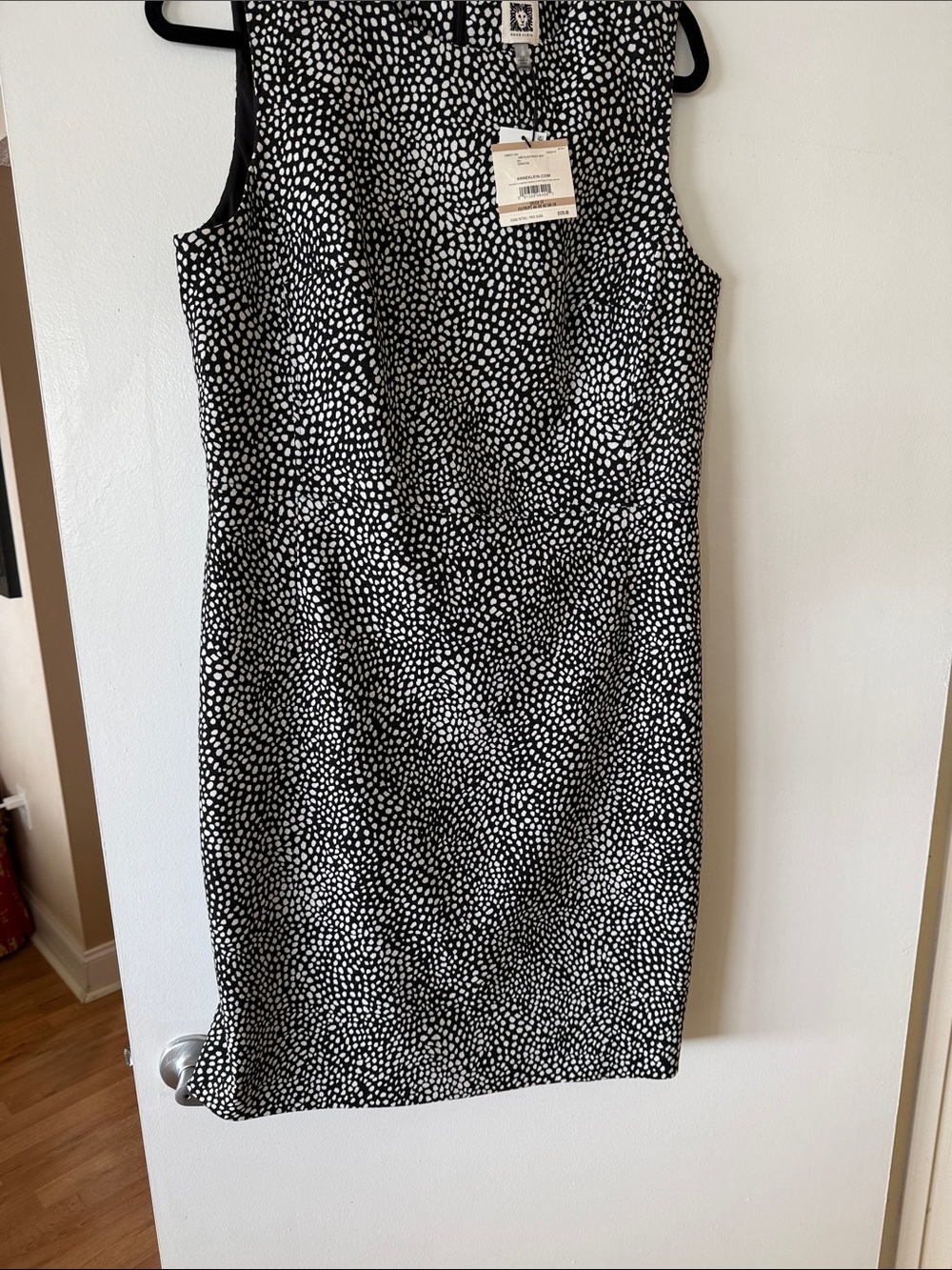 Anne Klein Black & White Sleeveless Dot Sheath Dress